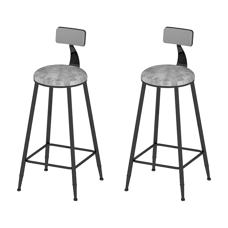 Round Scandinavian Low Back Counter & Bar Stool Metal Counter Chair with Cushion