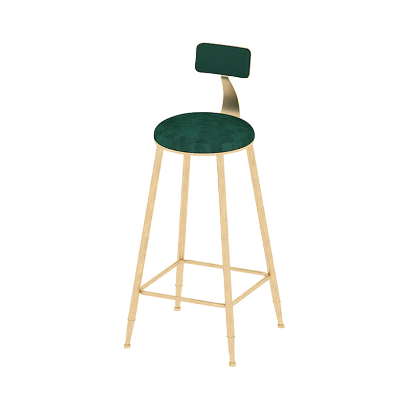 Round Scandinavian Low Back Counter & Bar Stool Metal Counter Chair with Cushion