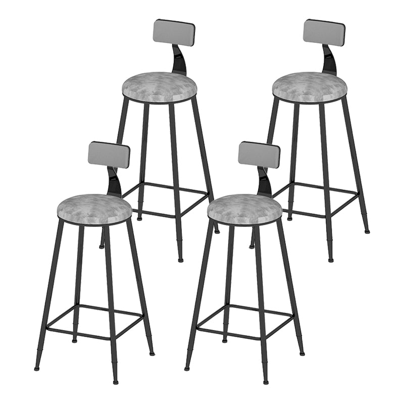 Round Scandinavian Low Back Counter & Bar Stool Metal Counter Chair with Cushion