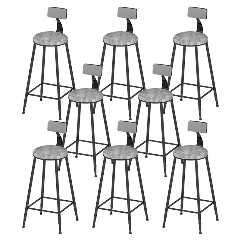 Round Scandinavian Low Back Counter & Bar Stool Metal Counter Chair with Cushion