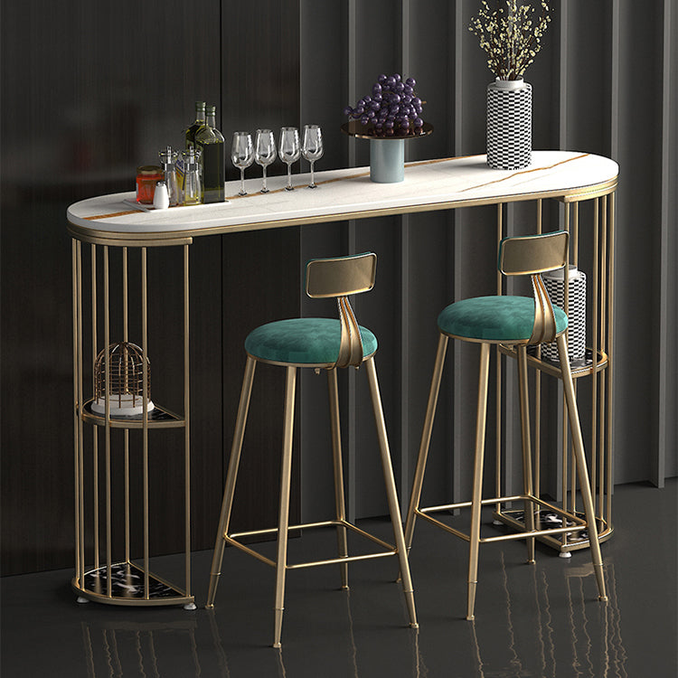 Round Scandinavian Low Back Counter & Bar Stool Metal Counter Chair with Cushion