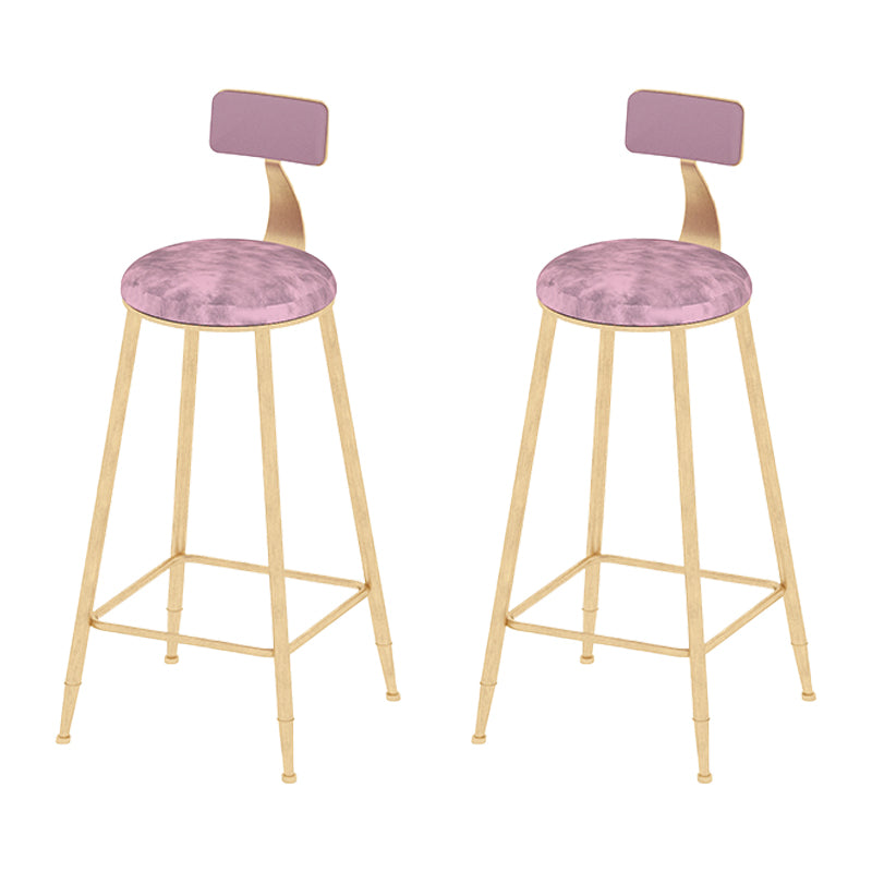 Round Scandinavian Low Back Counter & Bar Stool Metal Counter Chair with Cushion
