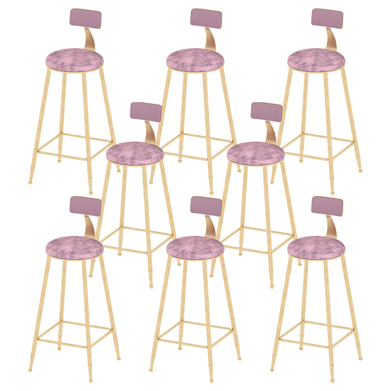 Round Scandinavian Low Back Counter & Bar Stool Metal Counter Chair with Cushion