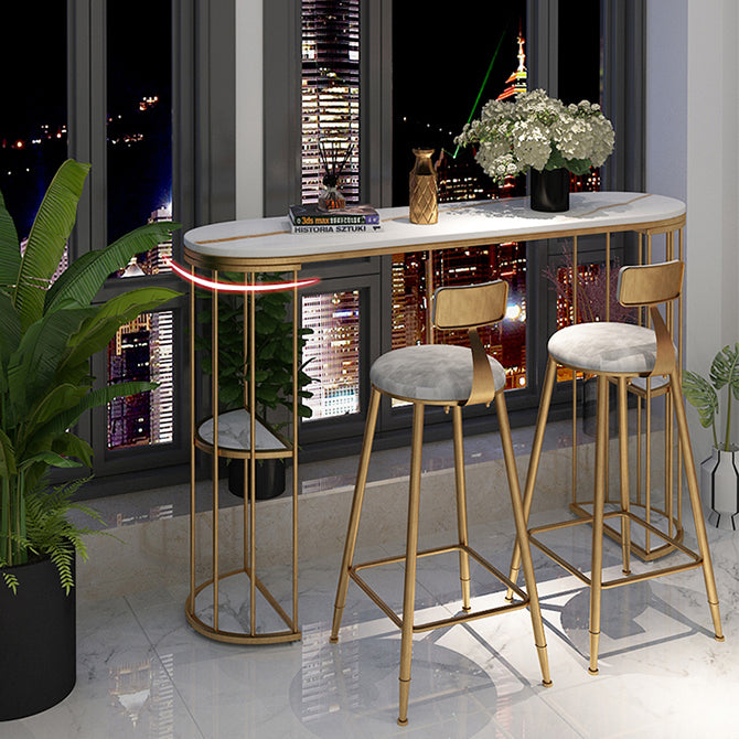 Round Scandinavian Low Back Counter & Bar Stool Metal Counter Chair with Cushion