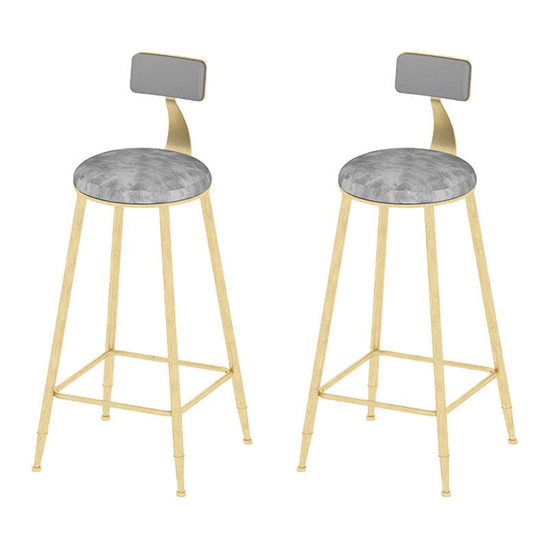 Round Scandinavian Low Back Counter & Bar Stool Metal Counter Chair with Cushion
