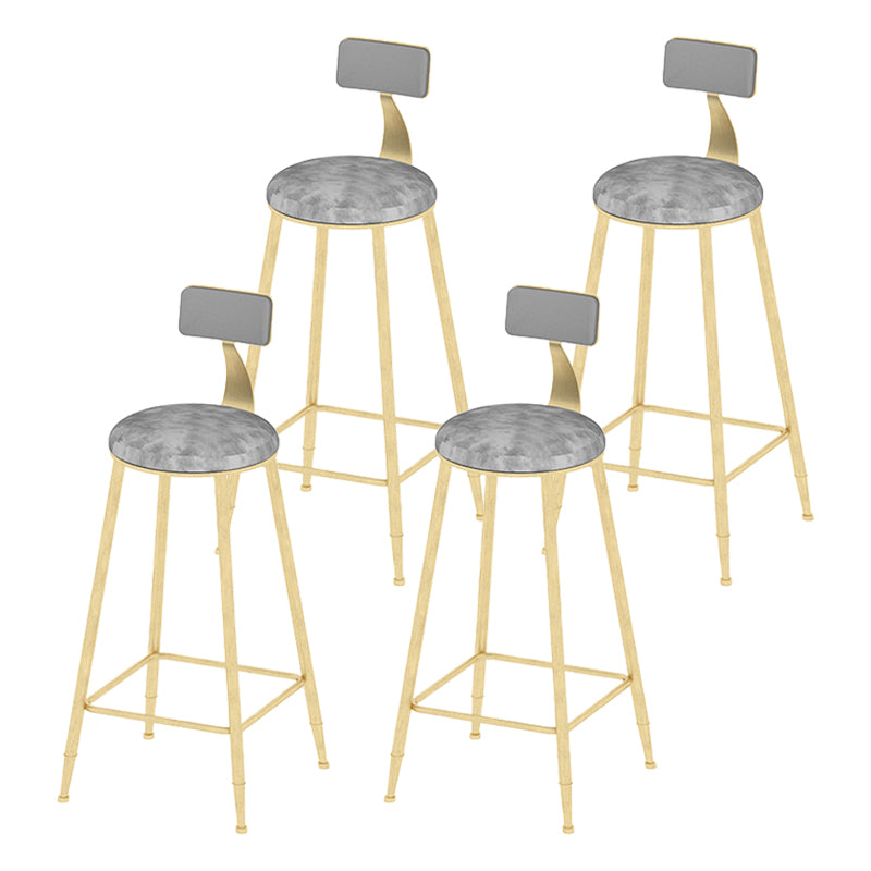 Round Scandinavian Low Back Counter & Bar Stool Metal Counter Chair with Cushion