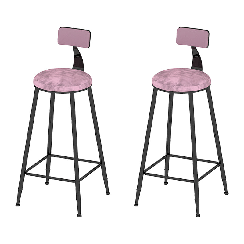 Round Scandinavian Low Back Counter & Bar Stool Metal Counter Chair with Cushion