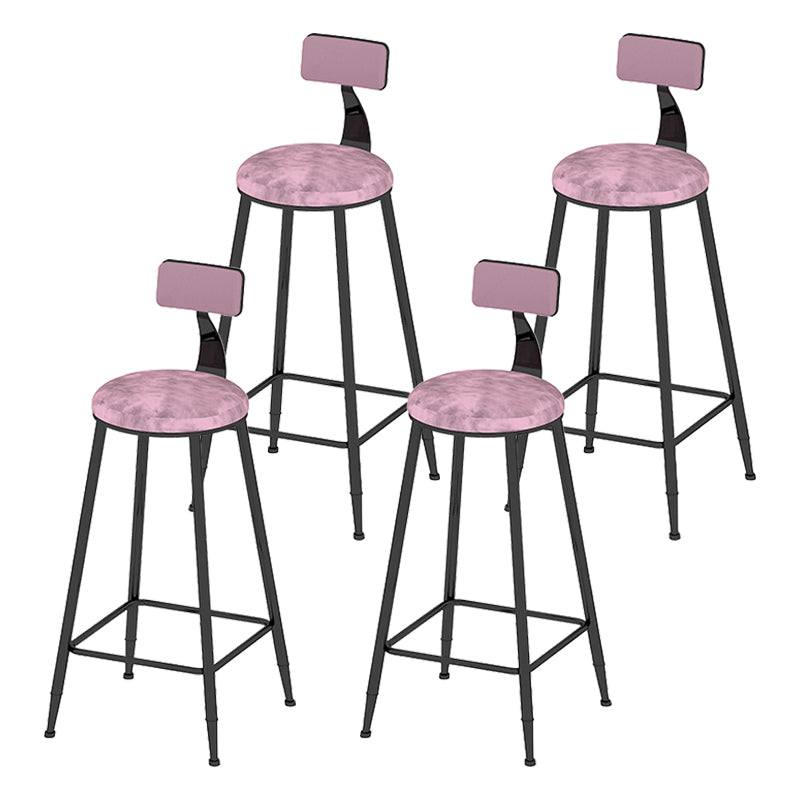 Round Scandinavian Low Back Counter & Bar Stool Metal Counter Chair with Cushion
