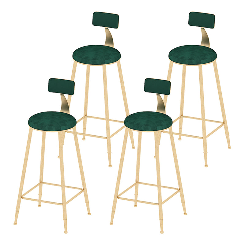 Round Scandinavian Low Back Counter & Bar Stool Metal Counter Chair with Cushion