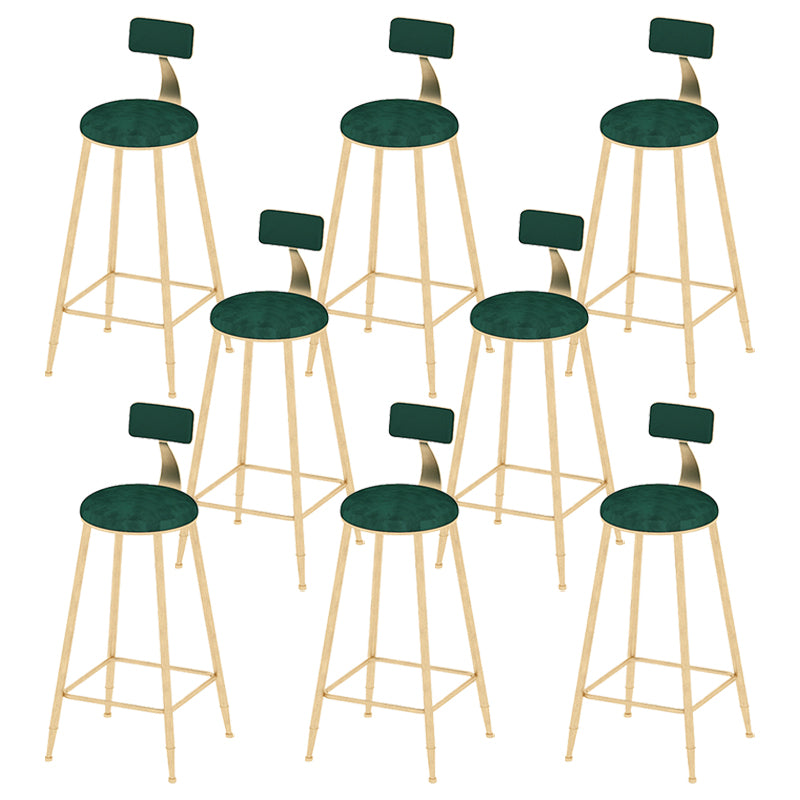 Round Scandinavian Low Back Counter & Bar Stool Metal Counter Chair with Cushion