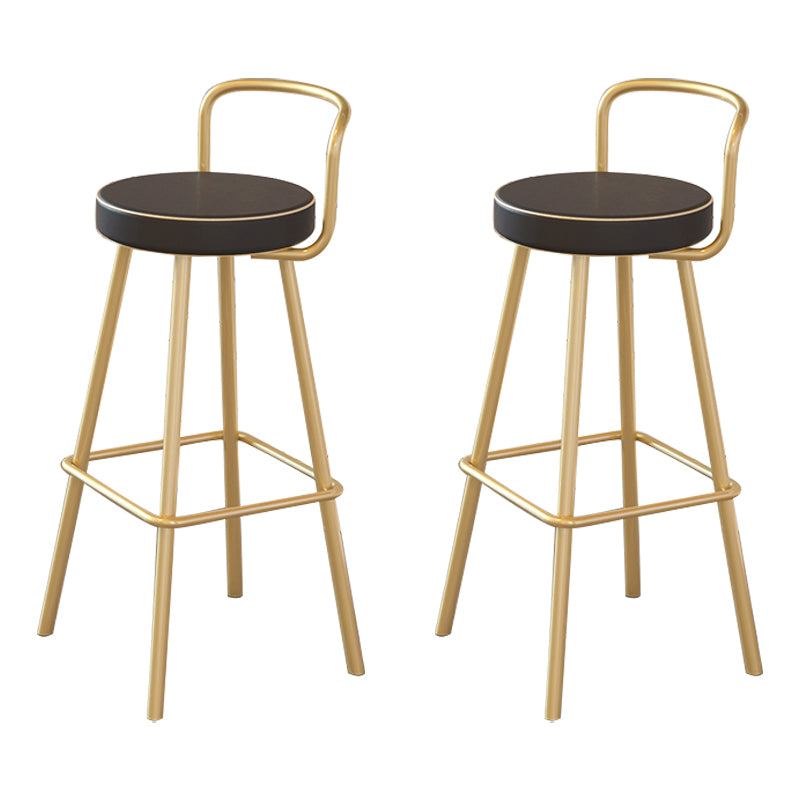 Glam Footrest Round Counter-height Stool Low Back Leather Counter Stool