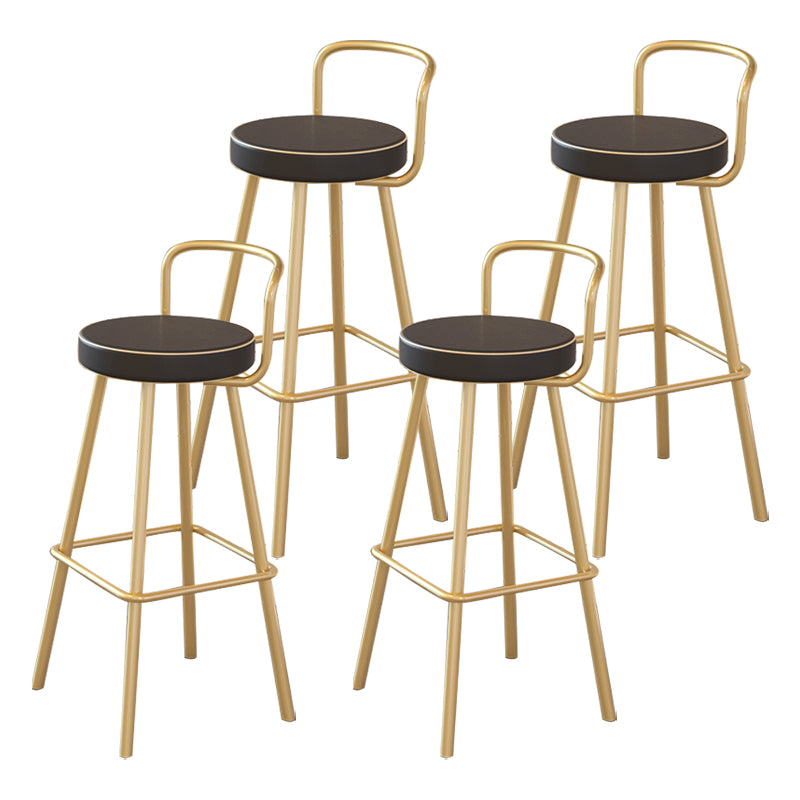 Glam Footrest Round Counter-height Stool Low Back Leather Counter Stool