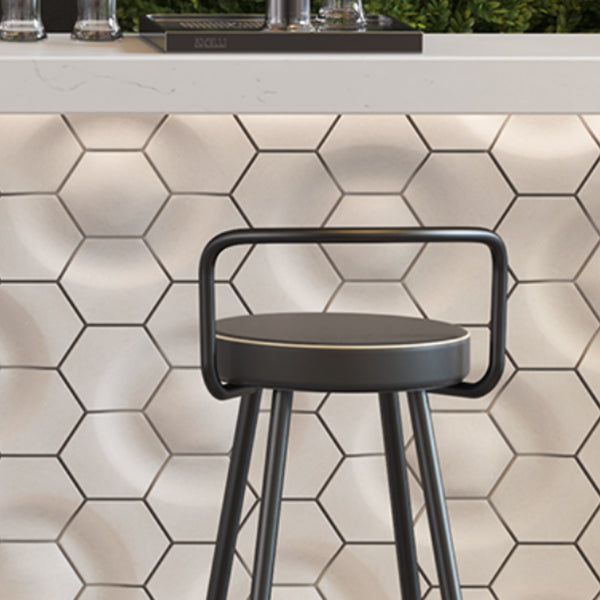 Glam Footrest Round Counter-height Stool Low Back Leather Counter Stool