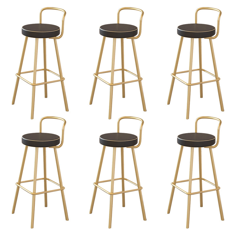 Glam Footrest Round Counter-height Stool Low Back Leather Counter Stool
