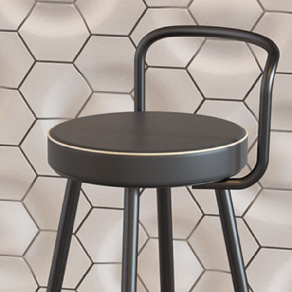 Glam Footrest Round Counter-height Stool Low Back Leather Counter Stool