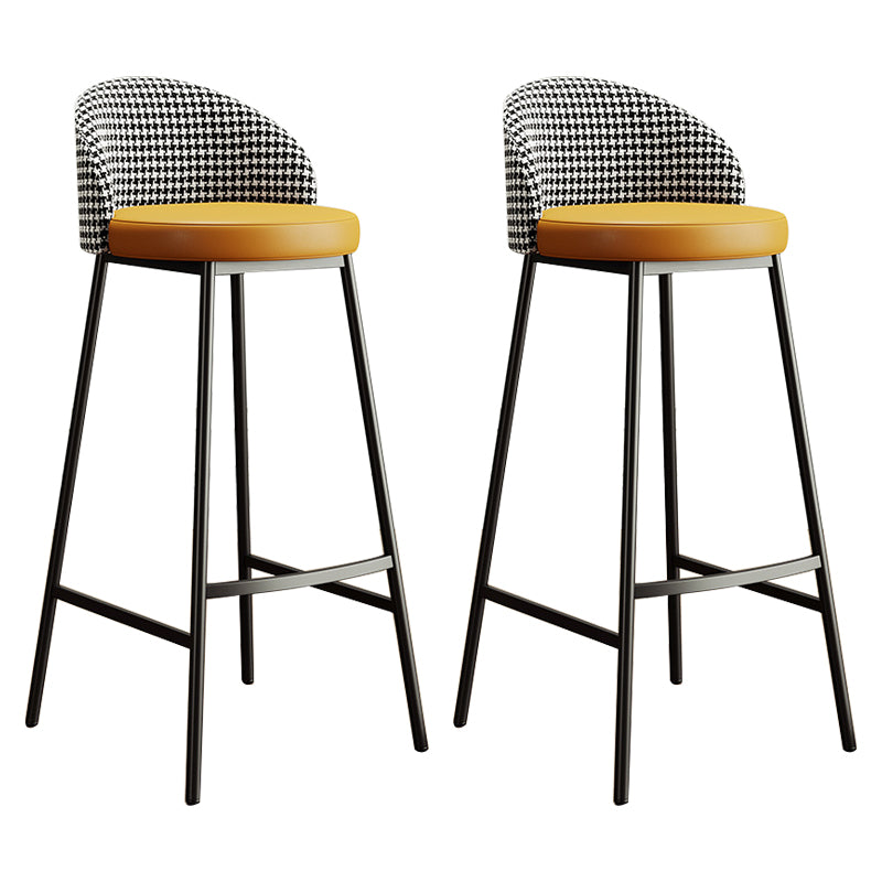 Bucket Low Back Bar Stool Leather Modern Counter Height Stools for Kitchen