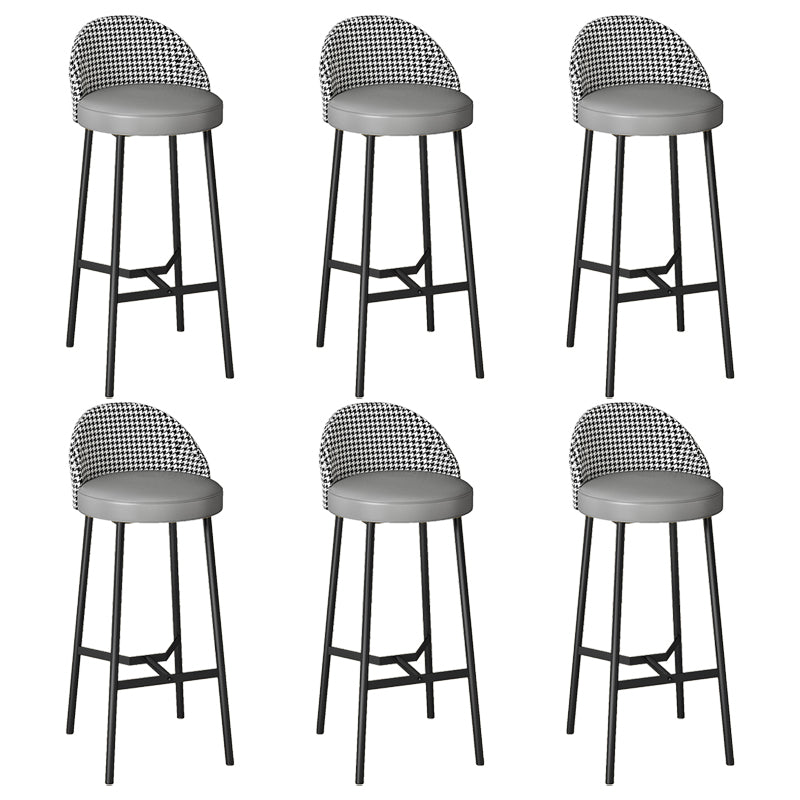 Bucket Low Back Bar Stool Leather Modern Counter Height Stools for Kitchen