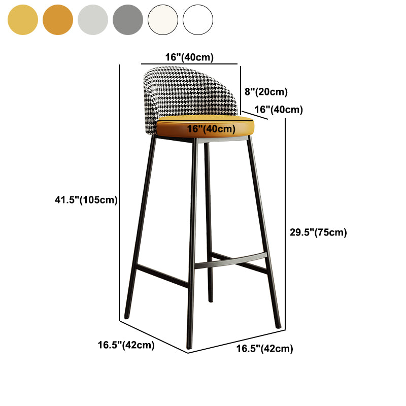 Bucket Low Back Bar Stool Leather Modern Counter Height Stools for Kitchen