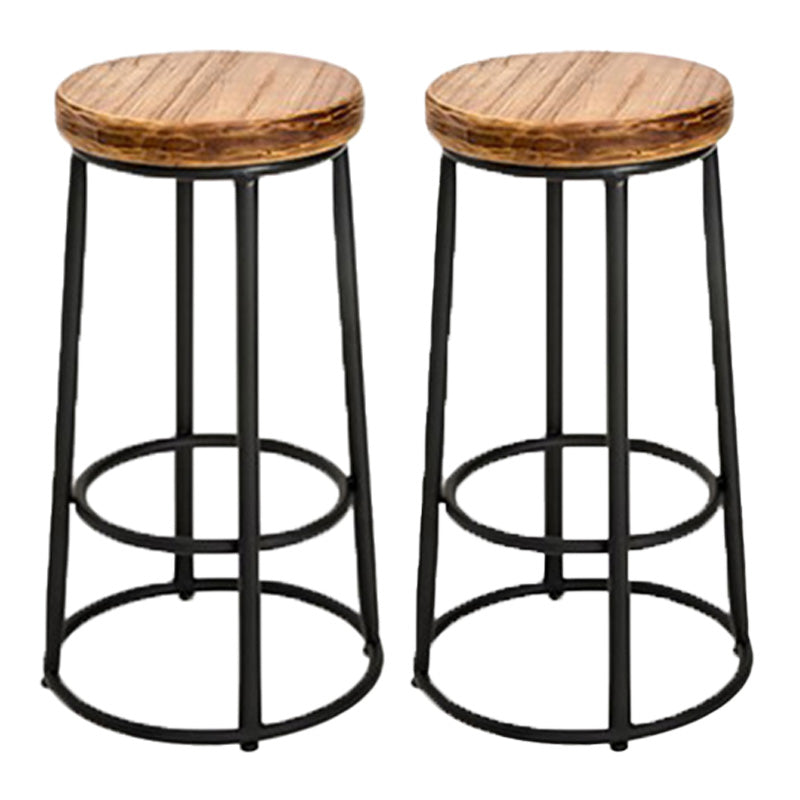 Industrial Solid Wood Bar & Counter Stool Round Cafe Counter Chair in Natural