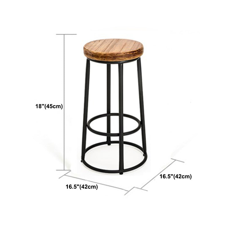 Industrial Solid Wood Bar & Counter Stool Round Cafe Counter Chair in Natural