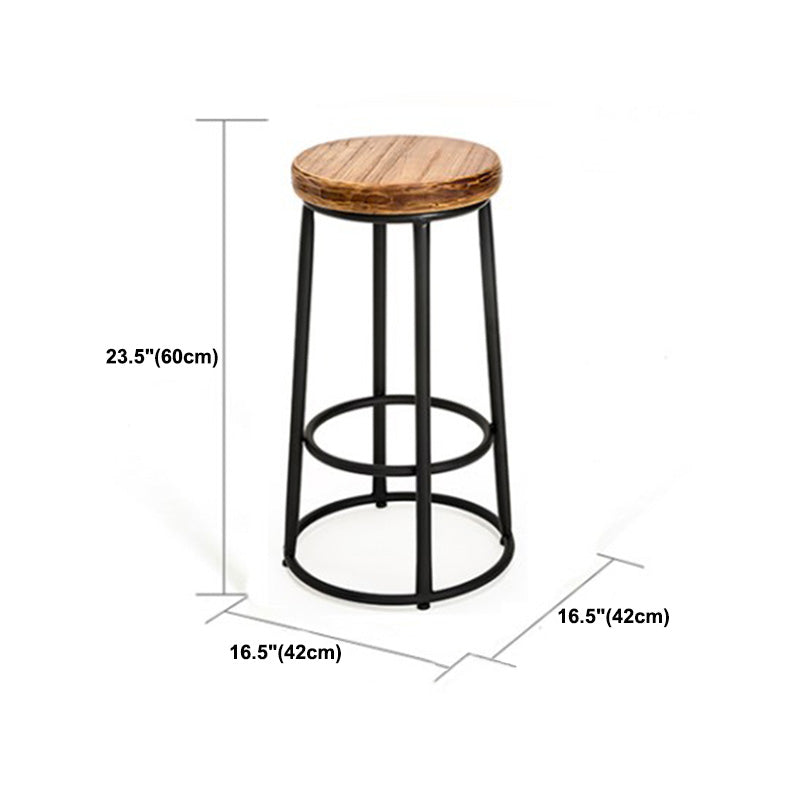 Industrial Solid Wood Bar & Counter Stool Round Cafe Counter Chair in Natural