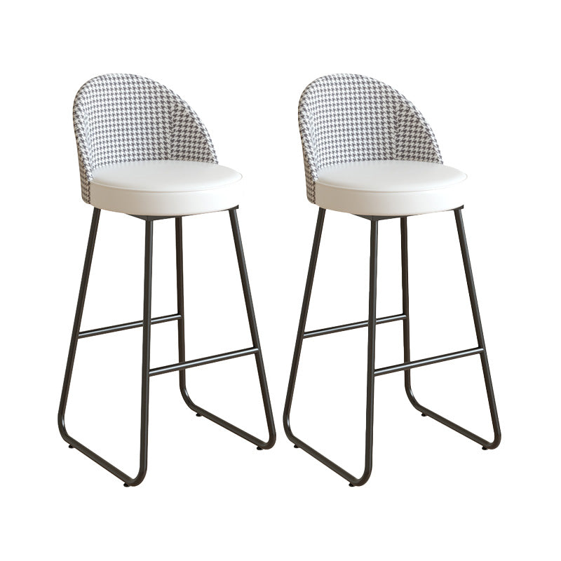 Restaurant Modern Bucket Counter Bar Stool Leather and Metal Counter-height Stool