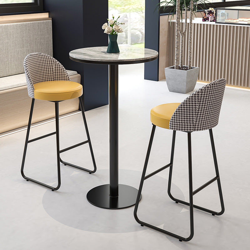 Restaurant Modern Bucket Counter Bar Stool Leather and Metal Counter-height Stool