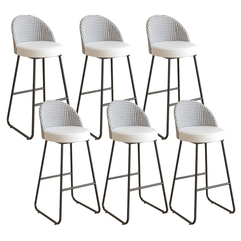 Restaurant Modern Bucket Counter Bar Stool Leather and Metal Counter-height Stool