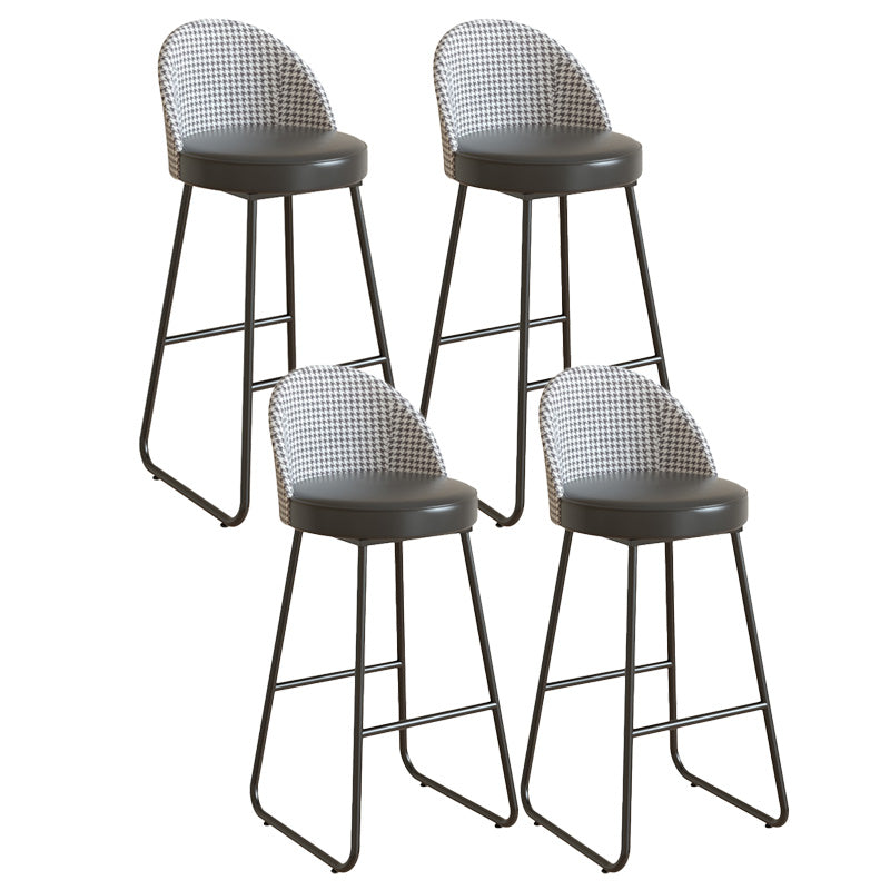 Restaurant Modern Bucket Counter Bar Stool Leather and Metal Counter-height Stool