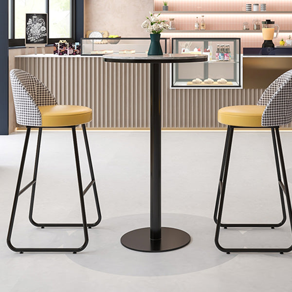 Restaurant Modern Bucket Counter Bar Stool Leather and Metal Counter-height Stool
