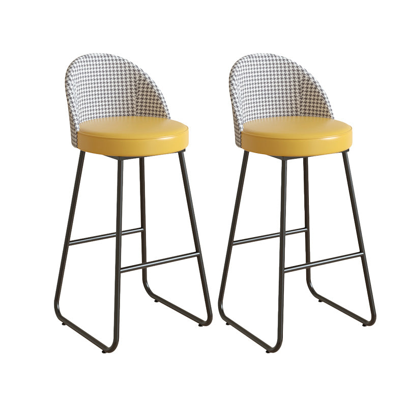 Restaurant Modern Bucket Counter Bar Stool Leather and Metal Counter-height Stool
