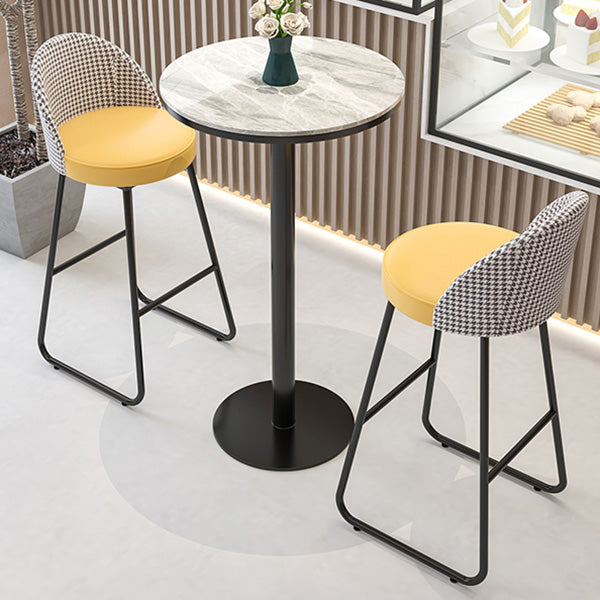 Restaurant Modern Bucket Counter Bar Stool Leather and Metal Counter-height Stool