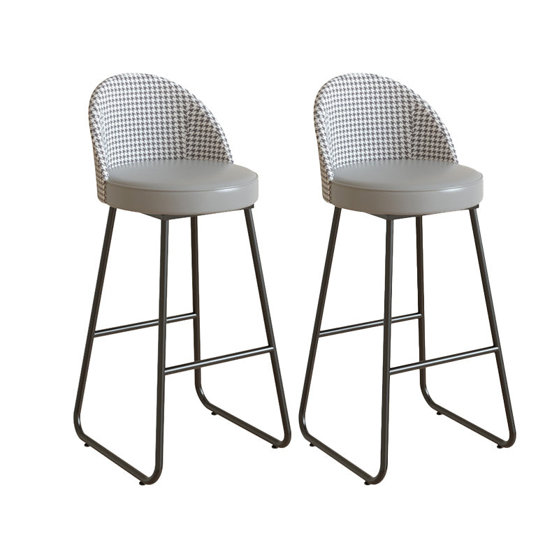 Restaurant Modern Bucket Counter Bar Stool Leather and Metal Counter-height Stool