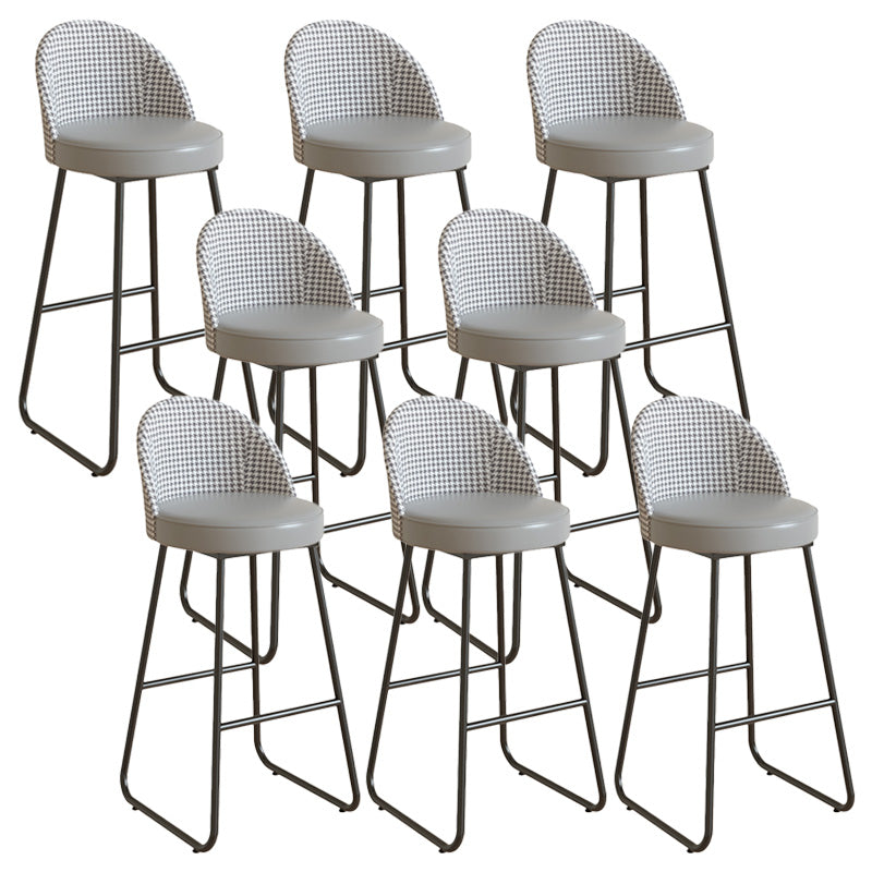 Restaurant Modern Bucket Counter Bar Stool Leather and Metal Counter-height Stool