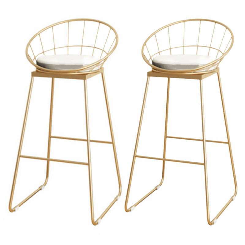 Scandinavian Coffee Shop Counter Stools Footrest Metal Backrest Gold Frame Bar Stool