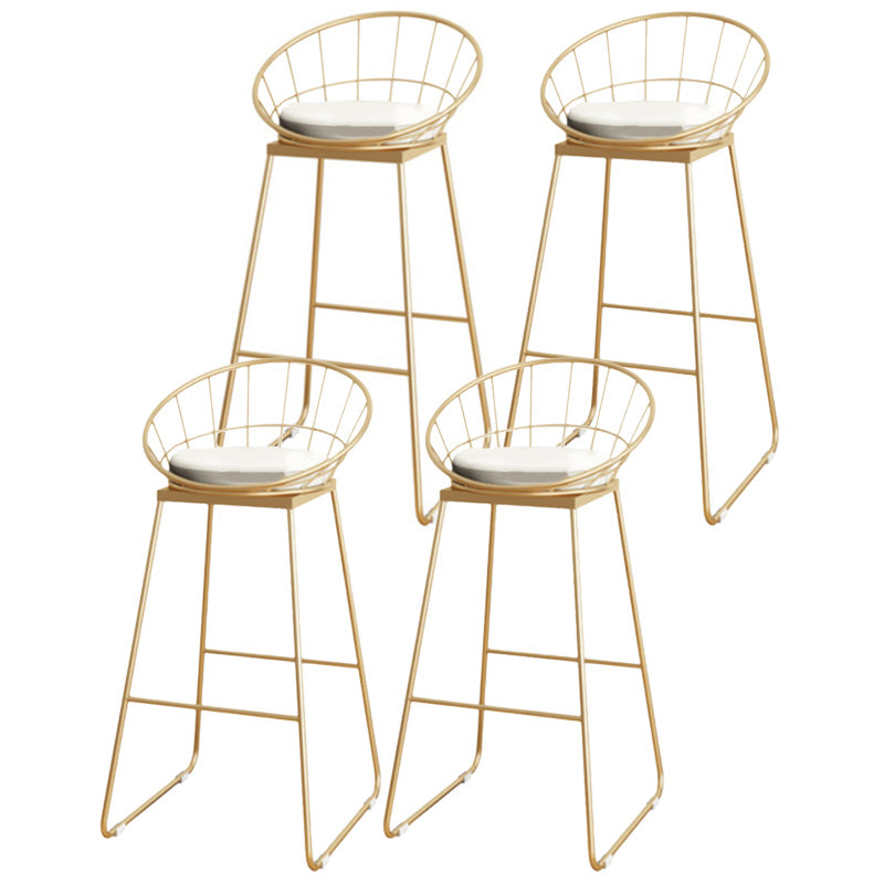 Scandinavian Coffee Shop Counter Stools Footrest Metal Backrest Gold Frame Bar Stool