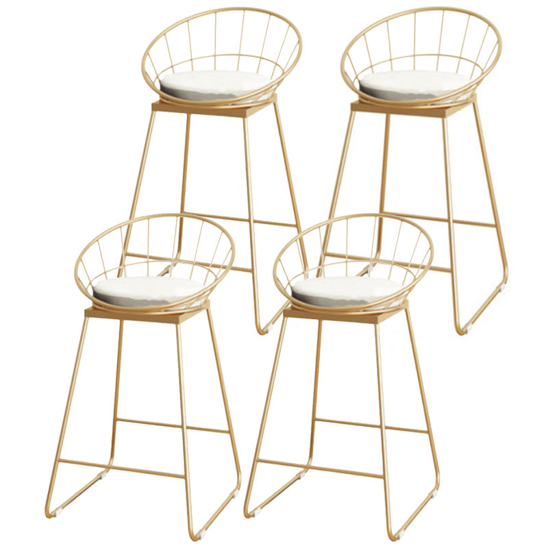 Scandinavian Coffee Shop Counter Stools Footrest Metal Backrest Gold Frame Bar Stool