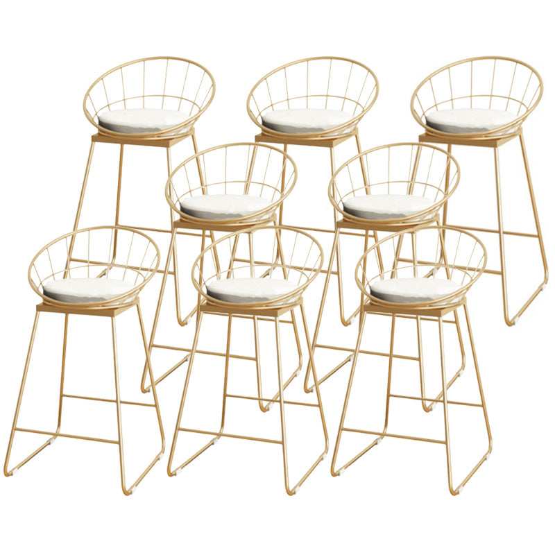 Scandinavian Coffee Shop Counter Stools Footrest Metal Backrest Gold Frame Bar Stool