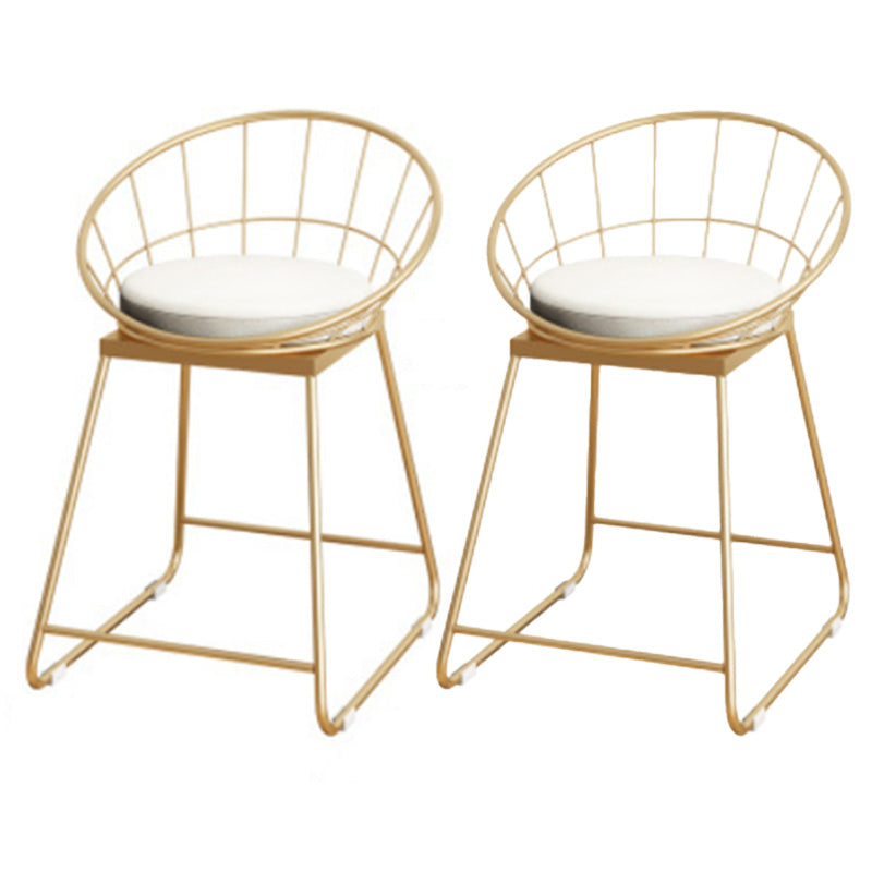 Scandinavian Coffee Shop Counter Stools Footrest Metal Backrest Gold Frame Bar Stool