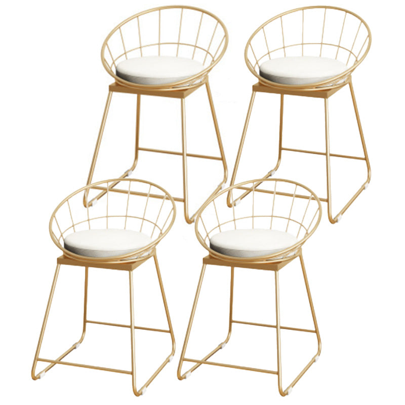 Scandinavian Coffee Shop Counter Stools Footrest Metal Backrest Gold Frame Bar Stool