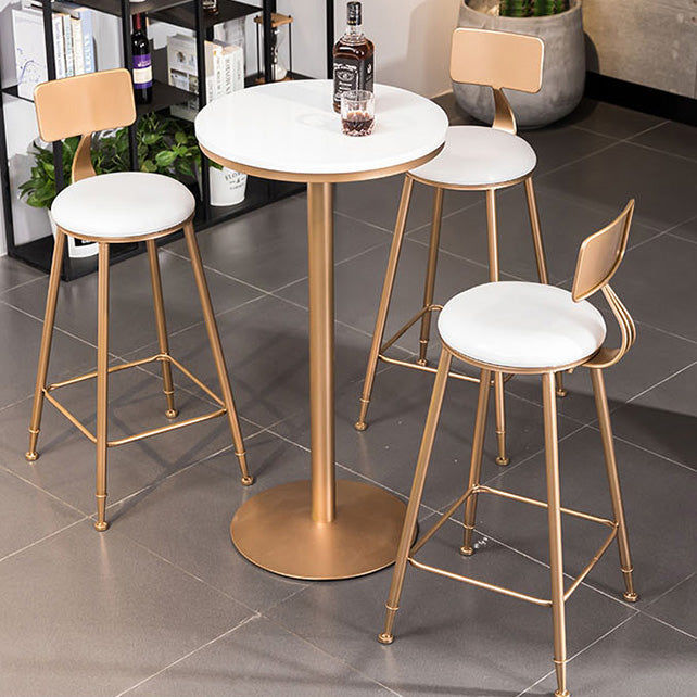 Scandinavian Coffee Shop Counter Stools Footrest Metal Backrest Gold Frame Bar Stool