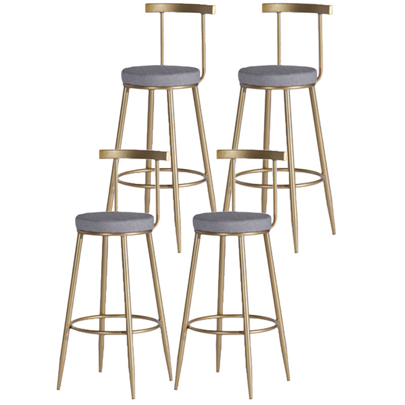 Scandinavian Coffee Shop Counter Stools Footrest Metal Backrest Gold Frame Bar Stool