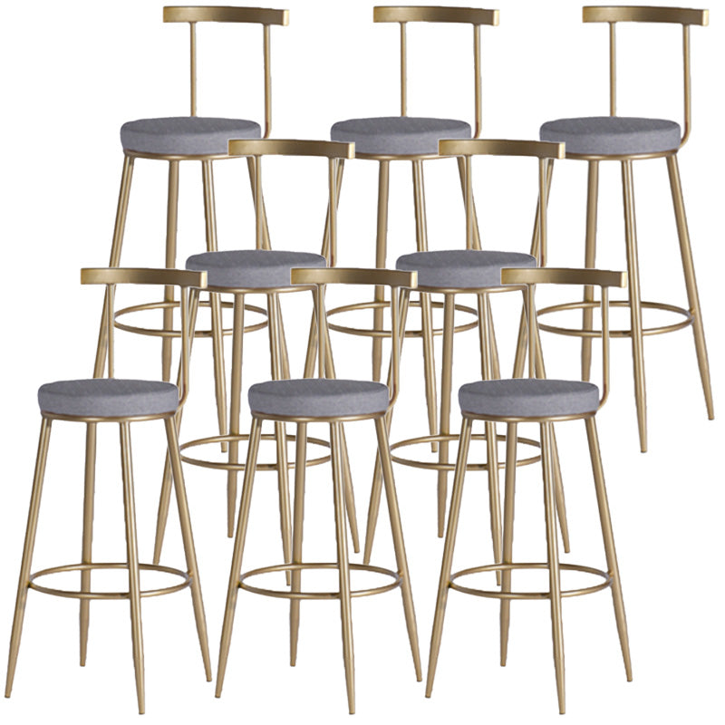 Scandinavian Coffee Shop Counter Stools Footrest Metal Backrest Gold Frame Bar Stool