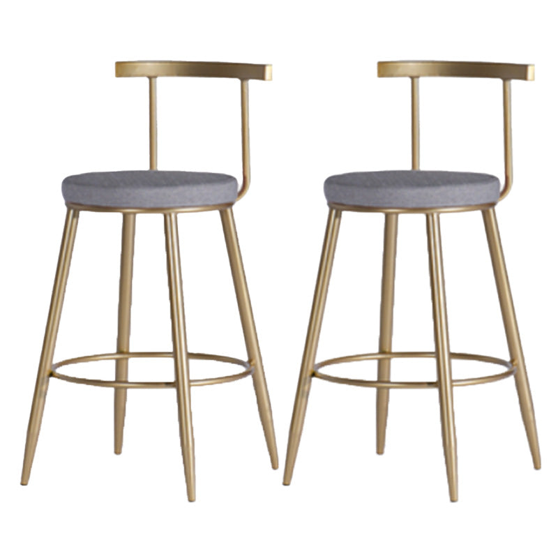 Scandinavian Coffee Shop Counter Stools Footrest Metal Backrest Gold Frame Bar Stool