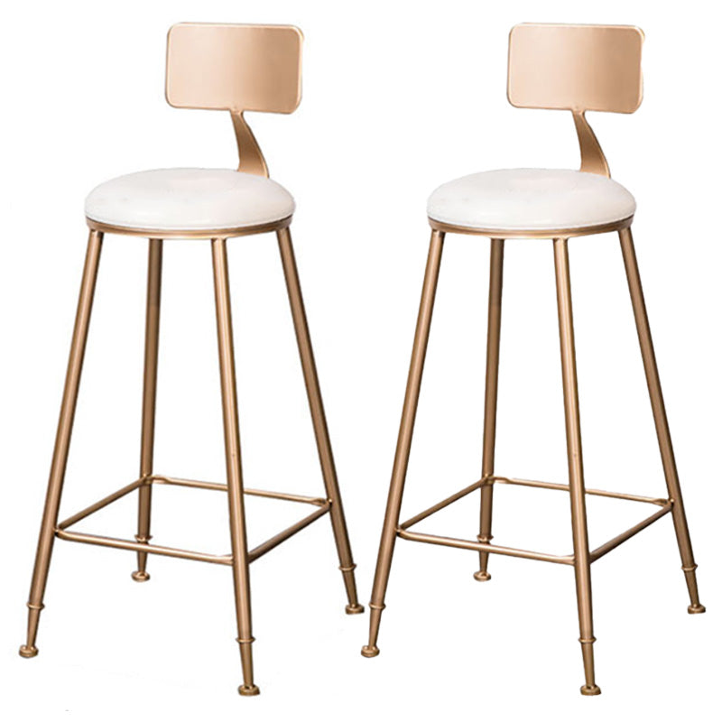 Scandinavian Coffee Shop Counter Stools Footrest Metal Backrest Gold Frame Bar Stool