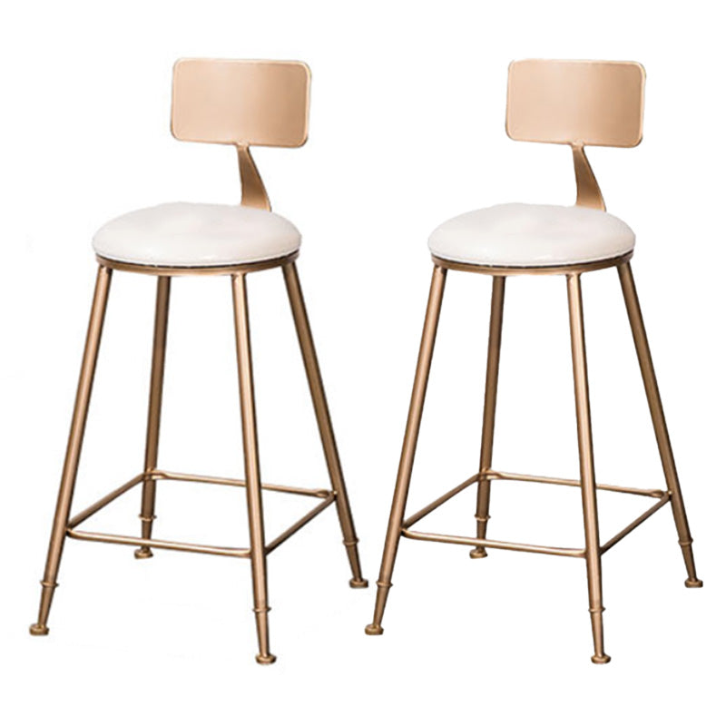 Scandinavian Coffee Shop Counter Stools Footrest Metal Backrest Gold Frame Bar Stool