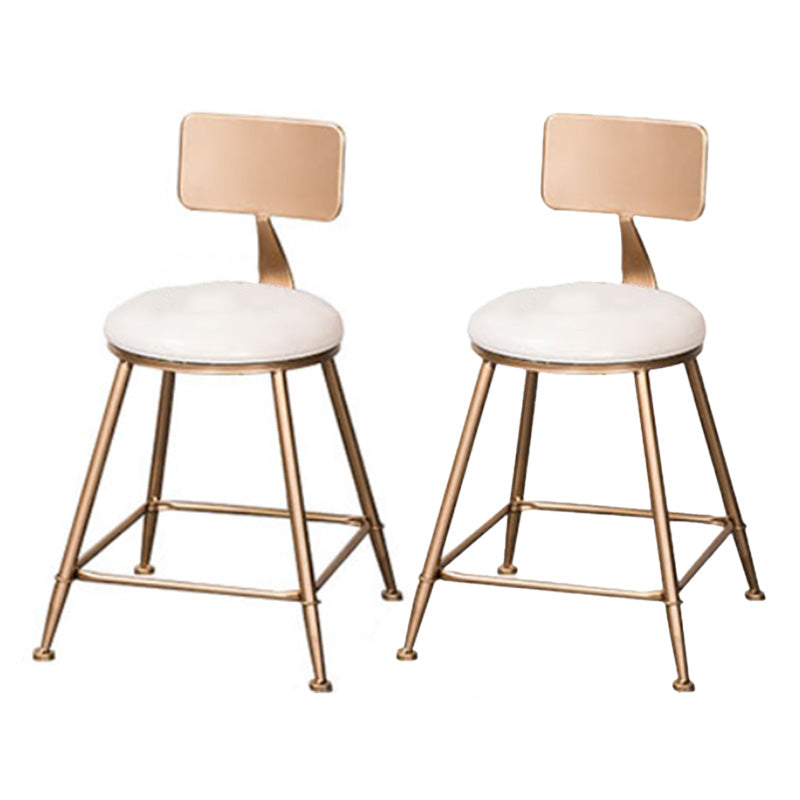 Scandinavian Coffee Shop Counter Stools Footrest Metal Backrest Gold Frame Bar Stool