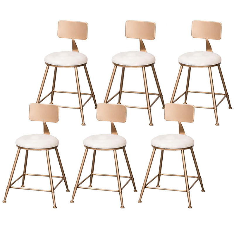 Scandinavian Coffee Shop Counter Stools Footrest Metal Backrest Gold Frame Bar Stool