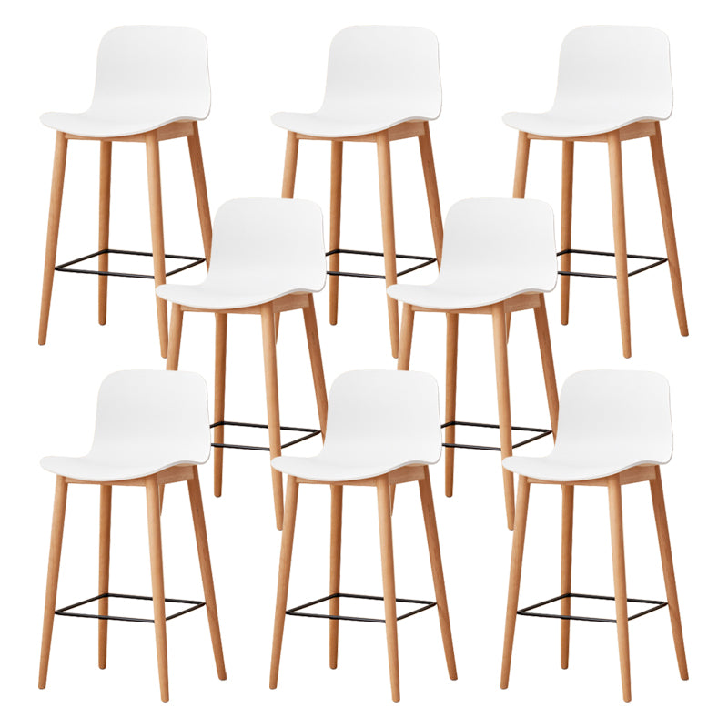 Modern Wood Barstool Simple Low Back Indoor Tall Stool with Plastic Seat