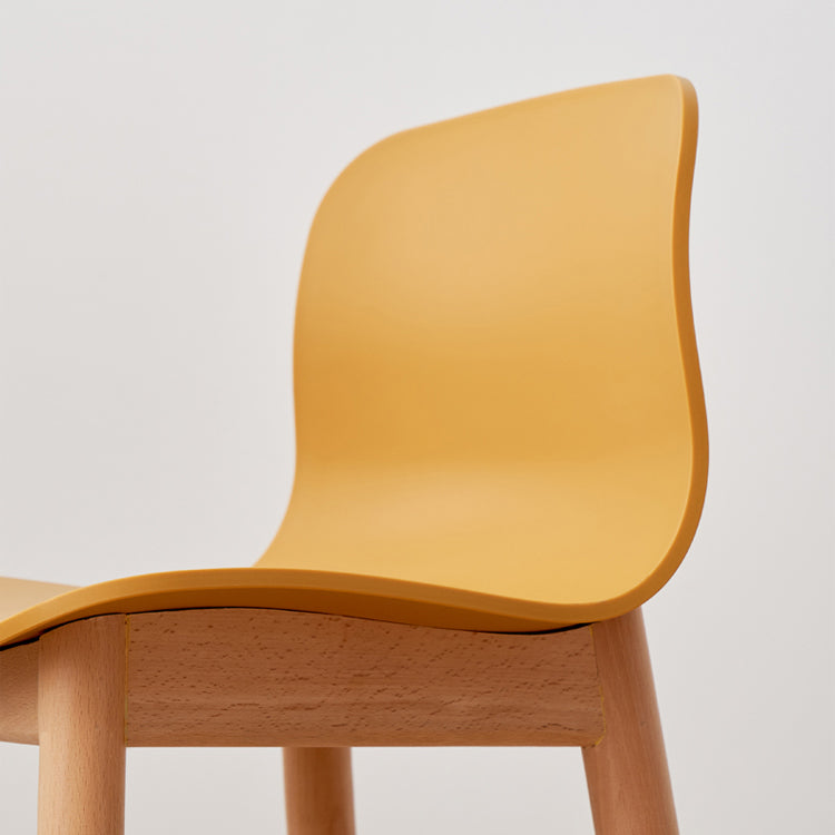 Modern Wood Barstool Simple Low Back Indoor Tall Stool with Plastic Seat